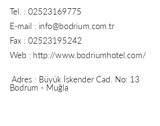 Bodrium Luxury Hotel & Spa iletiim bilgileri